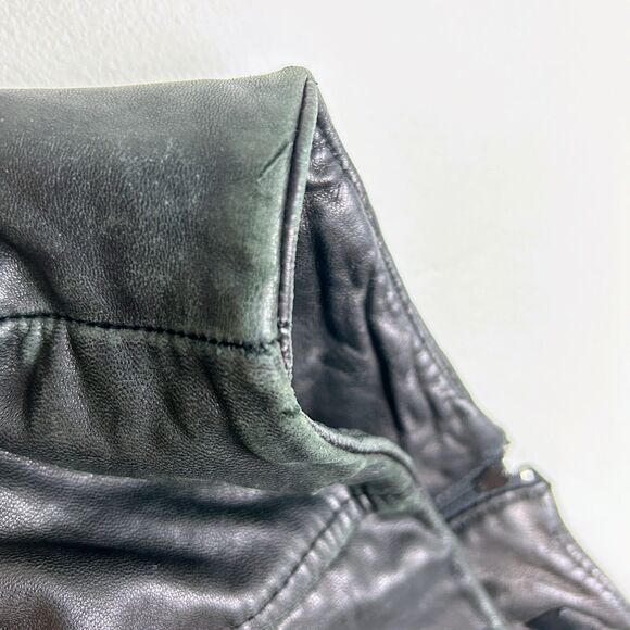 Express Vintage 90s Genuine Leather Black Mini Micro Skirt w/ Slit Women's 3 / 4 - Picture 11 of 11